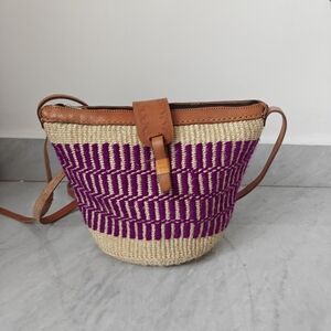 Purple and Tan Woven Crossbody Bag